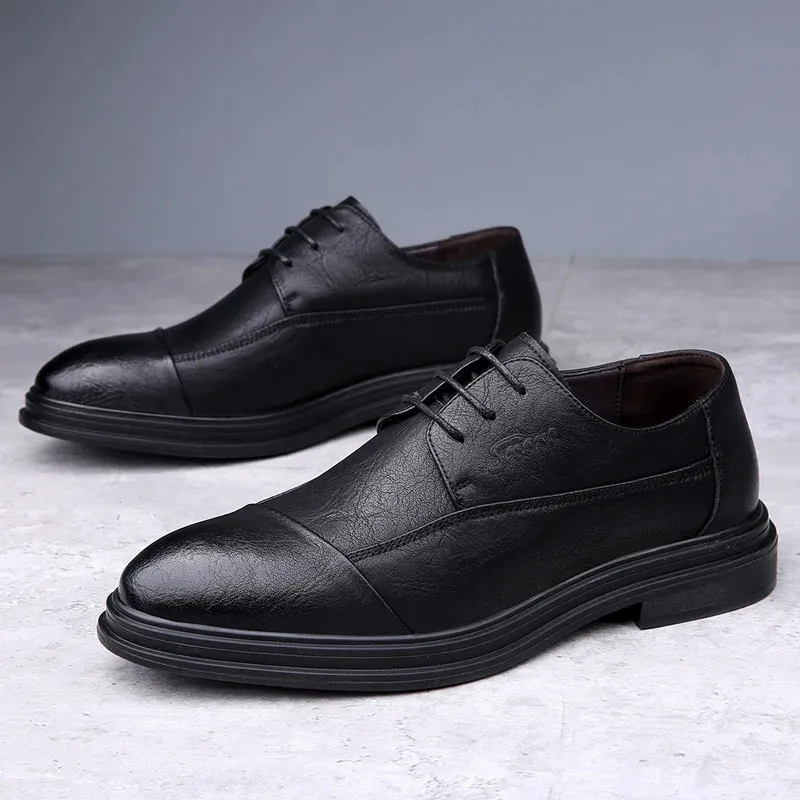 Men's Comfortable Vegan Leather Shoes with Cap Toe | For Everyday Wear
