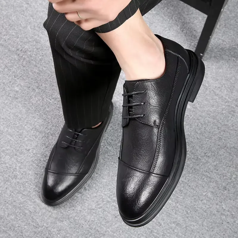 Men's Comfortable Vegan Leather Shoes with Cap Toe | For Everyday Wear