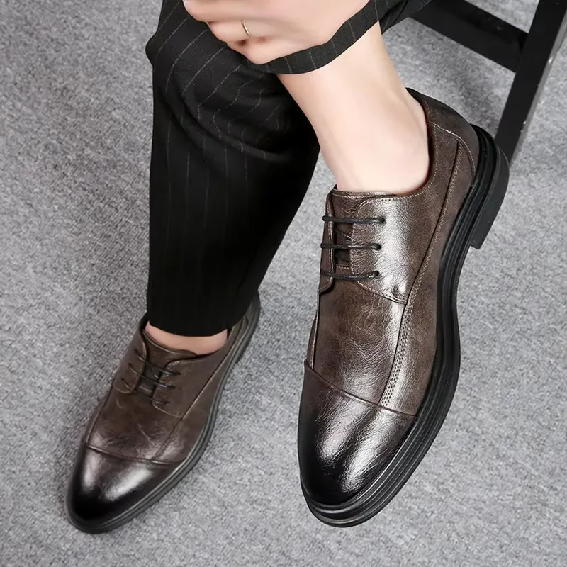 Men's Comfortable Vegan Leather Shoes with Cap Toe | For Everyday Wear