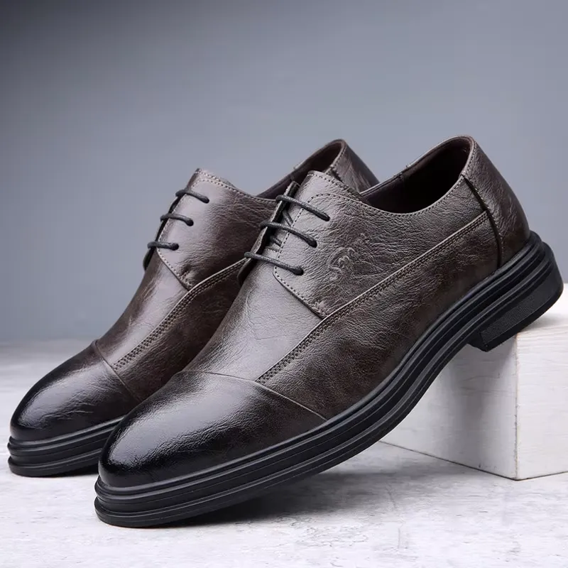 Men's Comfortable Vegan Leather Shoes with Cap Toe | For Everyday Wear