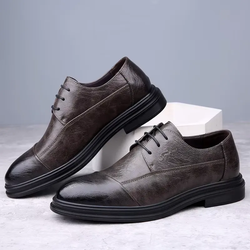 Men's Comfortable Vegan Leather Shoes with Cap Toe | For Everyday Wear