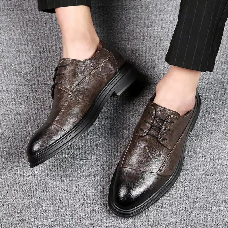 Men's Comfortable Vegan Leather Shoes with Cap Toe | For Everyday Wear