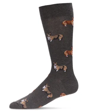 Men's Corgi Dog Crazy Bamboo Blend Novelty Crew Sock