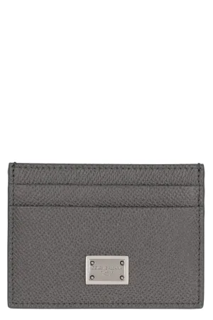 Men's Dauphine Print Leather Card Holder in Grey | BP0330AG219 Color 8H708