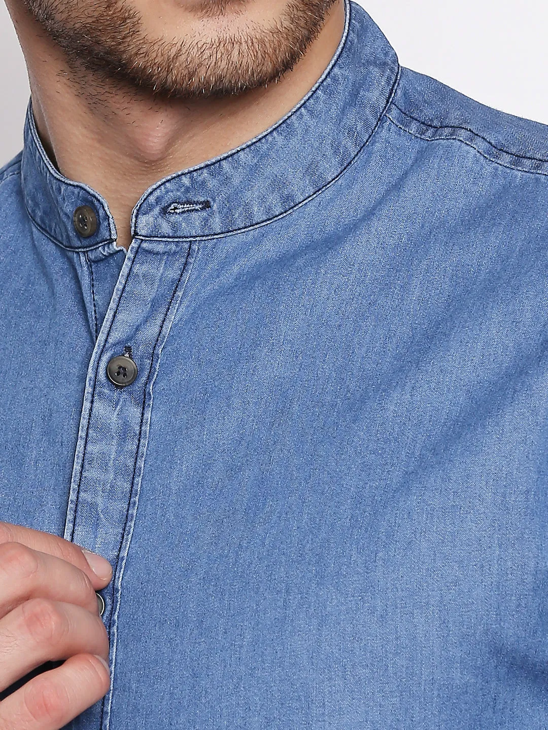 Men's Denim Medium Blue Slim Fit Casual Shirt