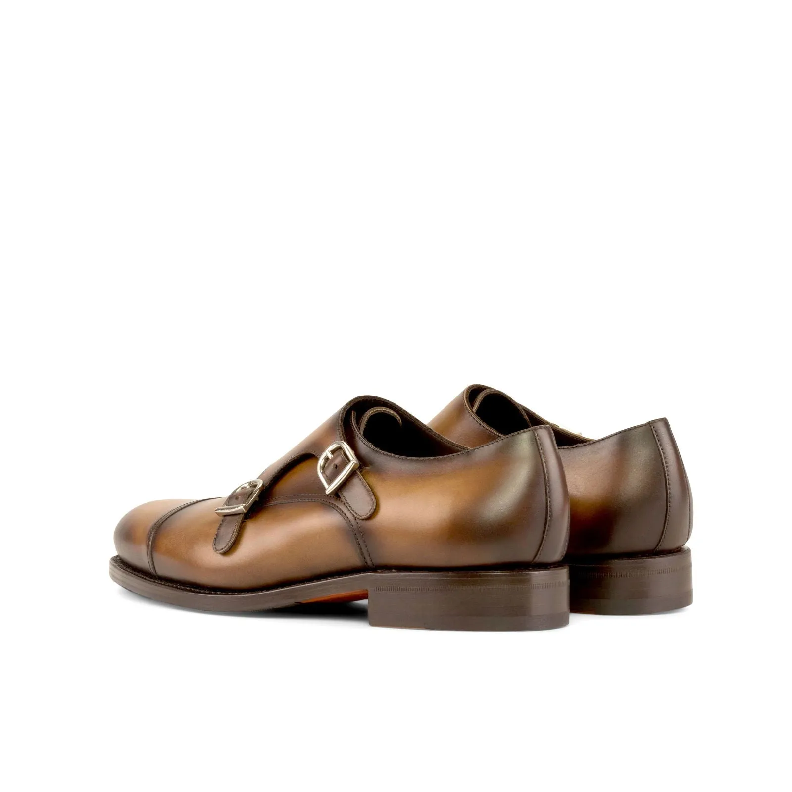 Men's Double Monk Leather Shoes Goodyear Welt Wide Plus Size 5374