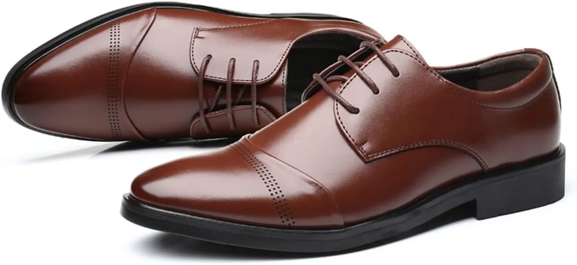 Mens Dress Oxford Shoes for Men Classic Wingtip Brogues Low Heel Lace-ups Formal Shoes for Office Business Wedding