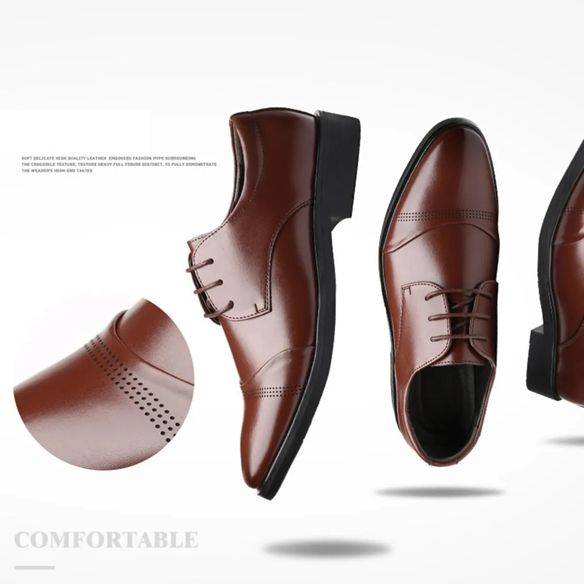 Mens Dress Oxford Shoes for Men Classic Wingtip Brogues Low Heel Lace-ups Formal Shoes for Office Business Wedding