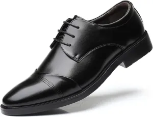 Mens Dress Oxford Shoes for Men Classic Wingtip Brogues Low Heel Lace-ups Formal Shoes for Office Business Wedding