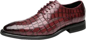 Men's Dress Shoes Faux Patent Leather Oxford Dress Shoes Lace Up Leather Round Toe Low-Top Lug Sole Non Slip Dress Shoes Classic Modern Formal Leather Shoes Casual Loafers