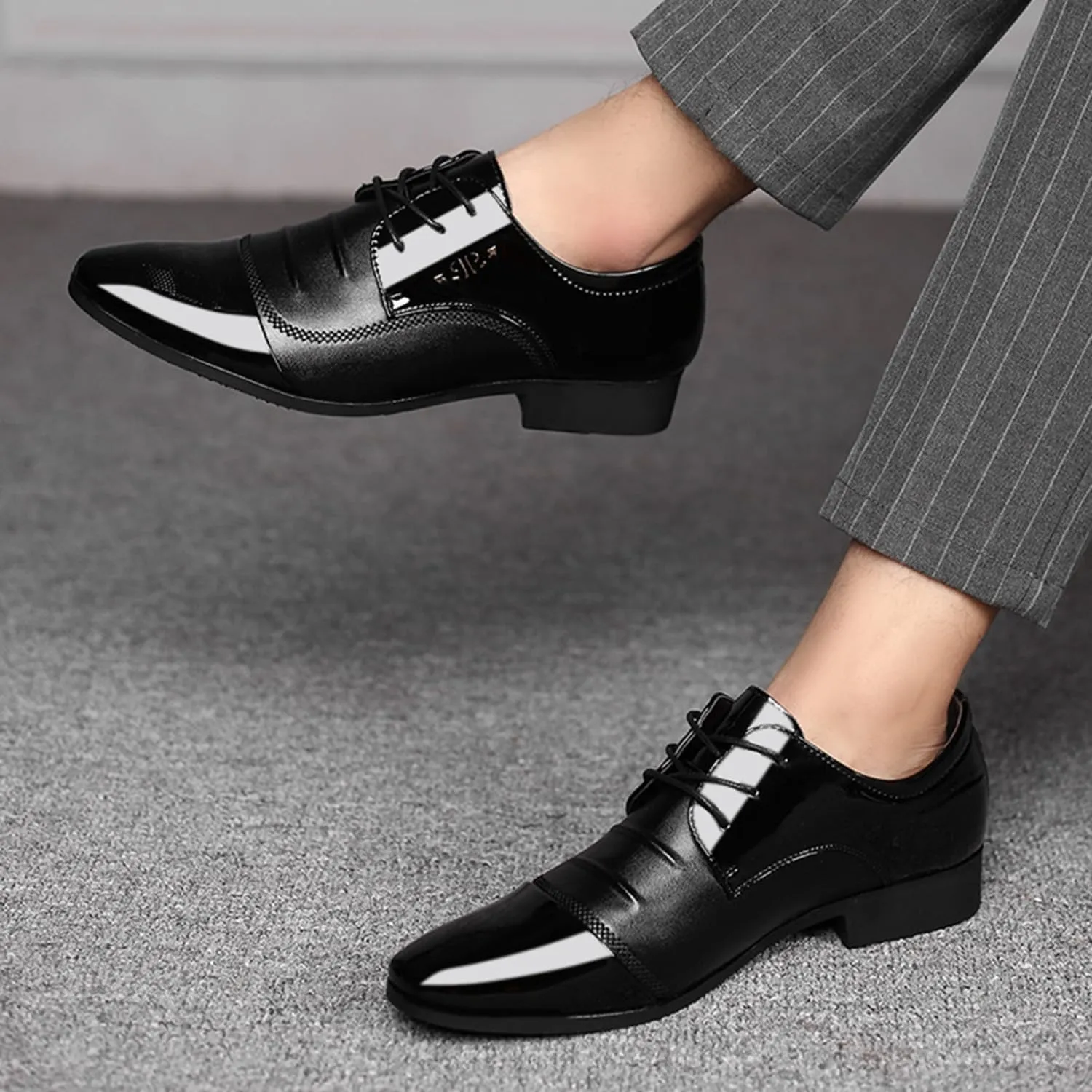 Men's Dress Shoes Lace-up Formal Business Derby Comfortable Oxford Shoes for Wedding Party and Daily Wear