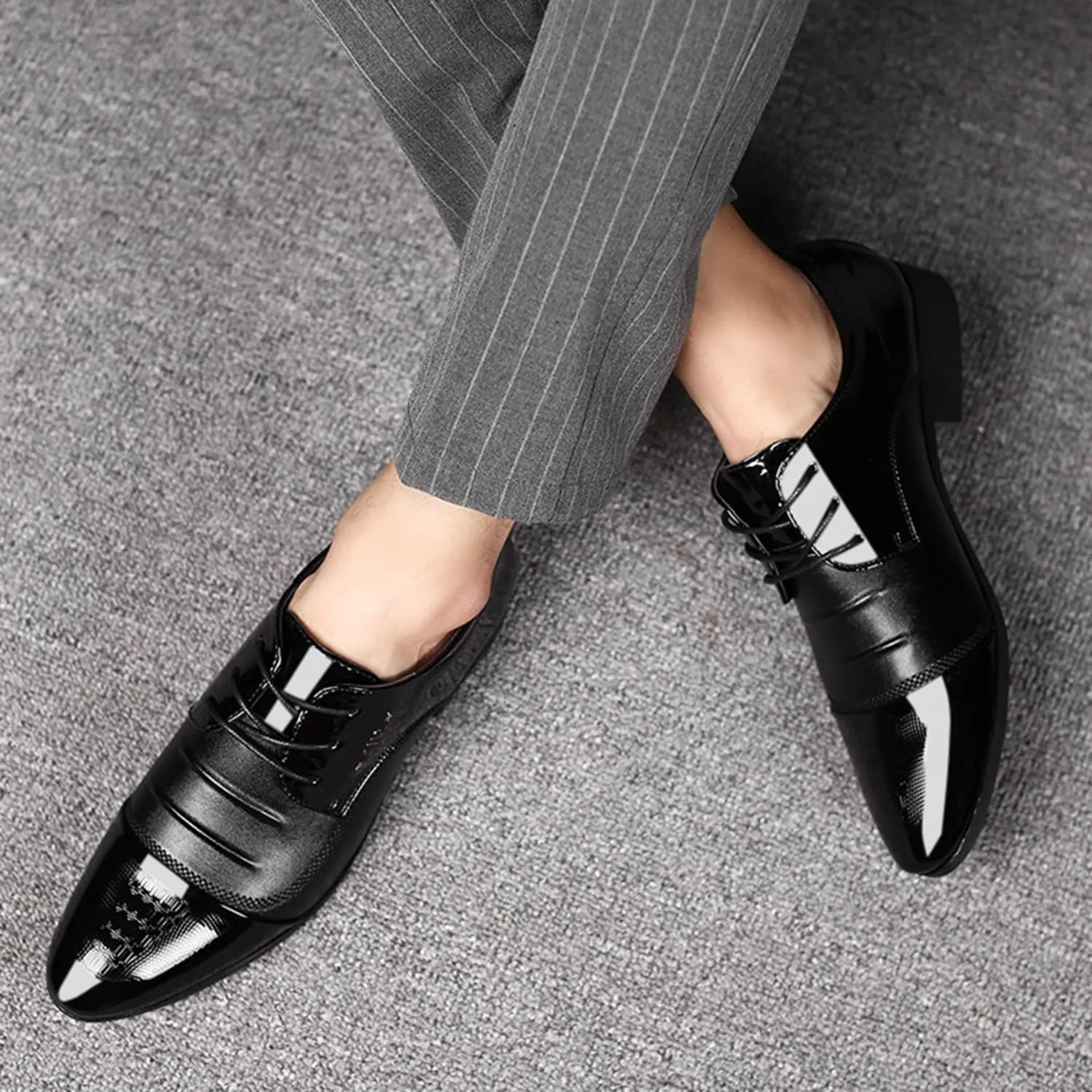 Men's Dress Shoes Lace-up Formal Business Derby Comfortable Oxford Shoes for Wedding Party and Daily Wear