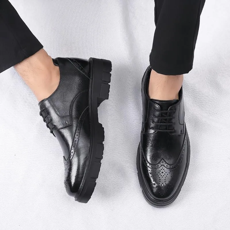 Men's Dress Shoes Men Patent Leather Formal Business Oxford Shoes Slip On Pointed Toe Derbys Shoes