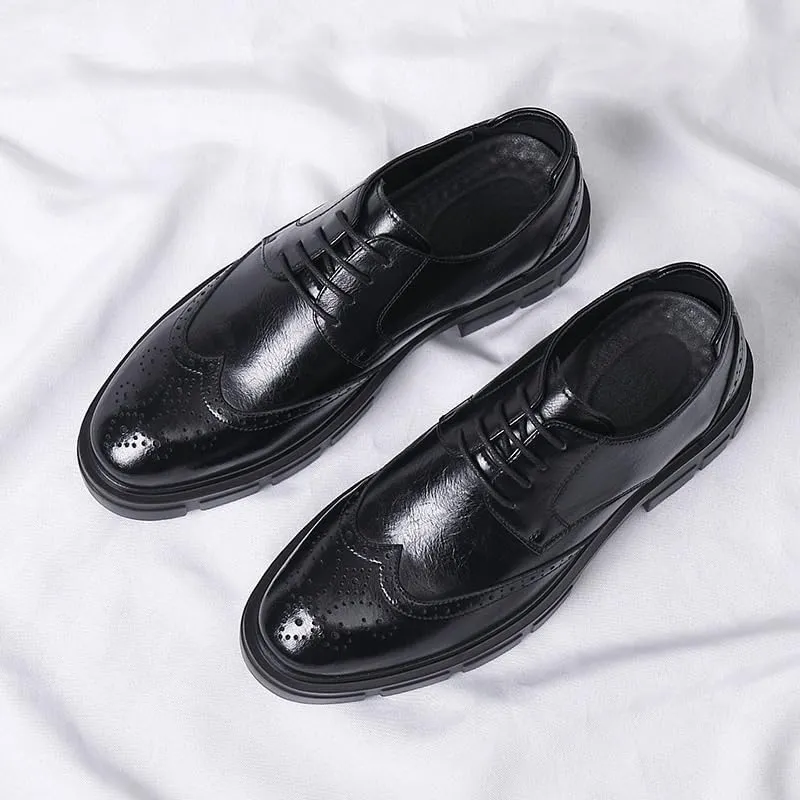 Men's Dress Shoes Men Patent Leather Formal Business Oxford Shoes Slip On Pointed Toe Derbys Shoes