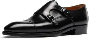 Mens Dress Shoes Monk Strap Cap Toe Calf Leather for Versatile,Casual,Formal