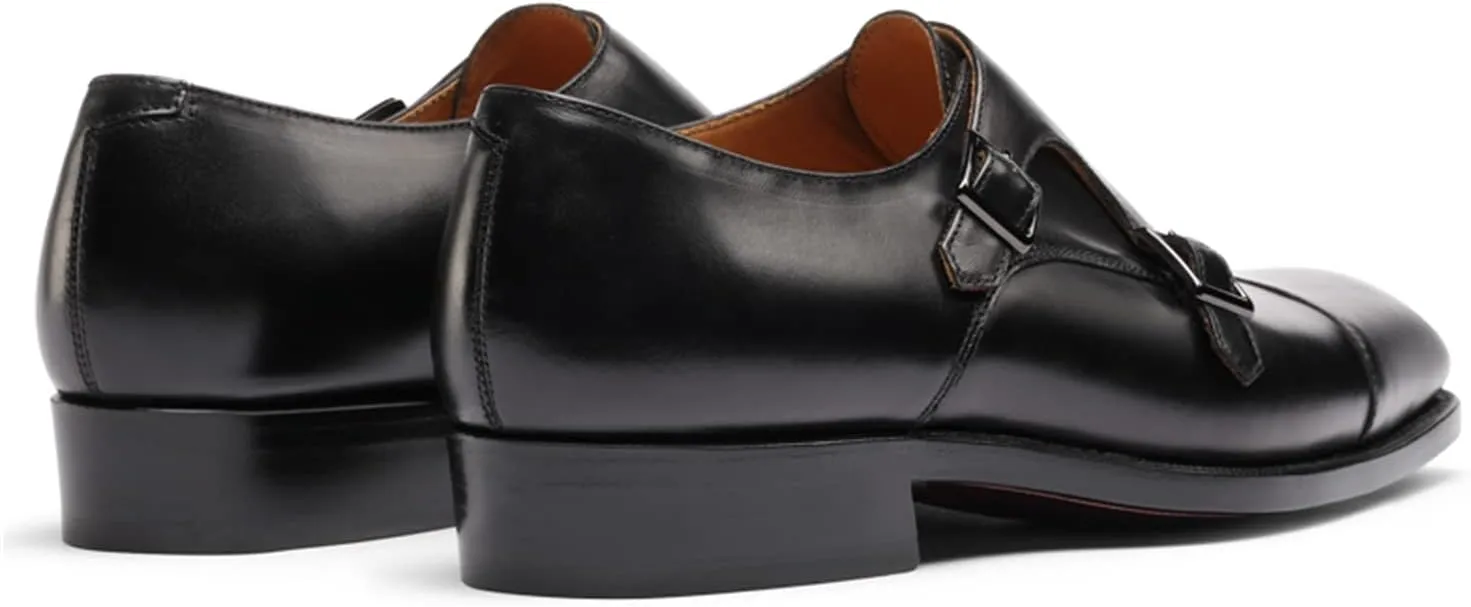 Mens Dress Shoes Monk Strap Cap Toe Calf Leather for Versatile,Casual,Formal