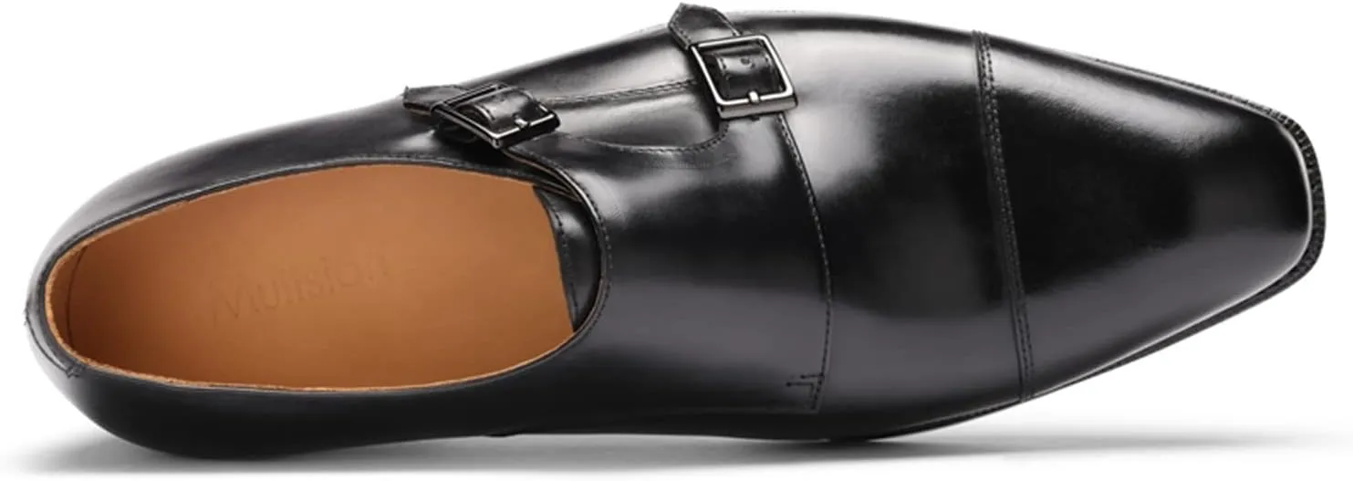 Mens Dress Shoes Monk Strap Cap Toe Calf Leather for Versatile,Casual,Formal