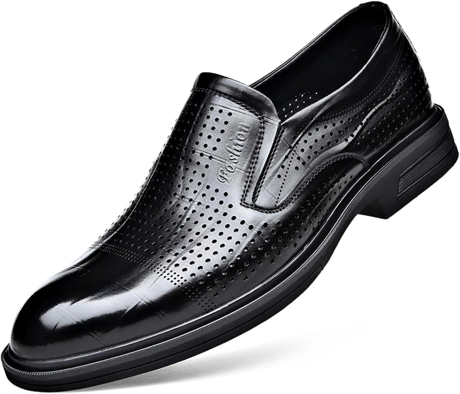 Men's Dress Shoes Non Slip Casual Business Work Formal Leather Shoes Pointed Toe Fashion Classic Derby Shoes(Black,8)