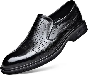 Men's Dress Shoes Non Slip Casual Business Work Formal Leather Shoes Pointed Toe Fashion Classic Derby Shoes(Black,8)