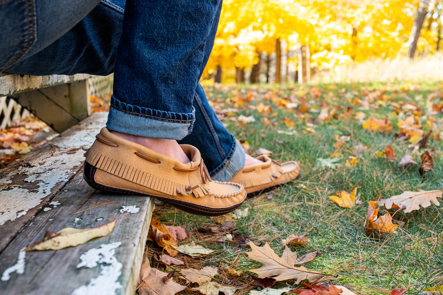 Men's Earthing Moccasins Fringed Ankle