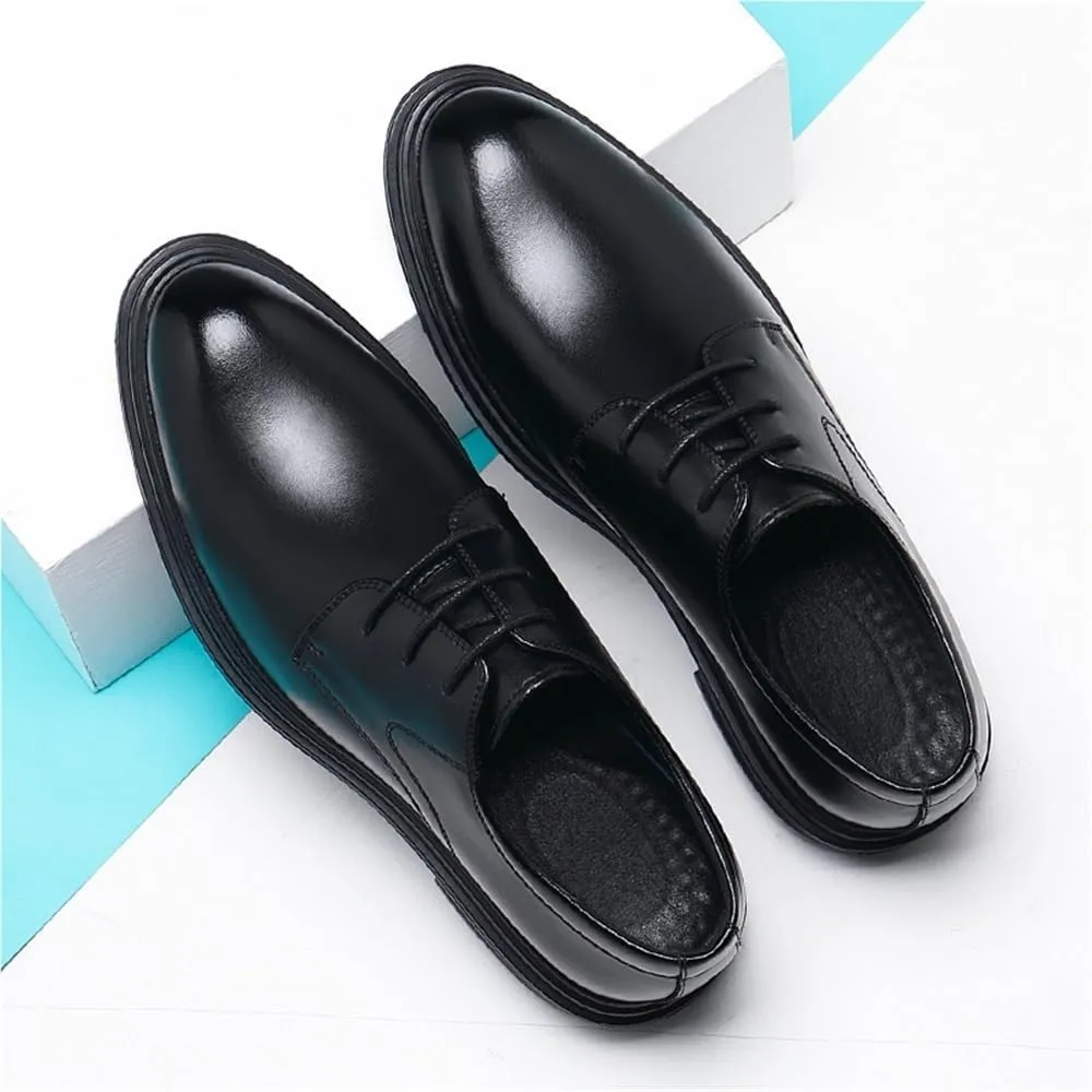 Mens Elevator Dress Shoes Autumn Winter Business Formal Leather Shoes for Men British Style Height Increasing Wedding Groom Shoes(7.5)