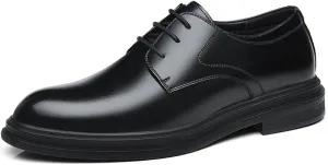 Mens Elevator Dress Shoes Autumn Winter Business Formal Leather Shoes for Men British Style Height Increasing Wedding Groom Shoes(7.5)