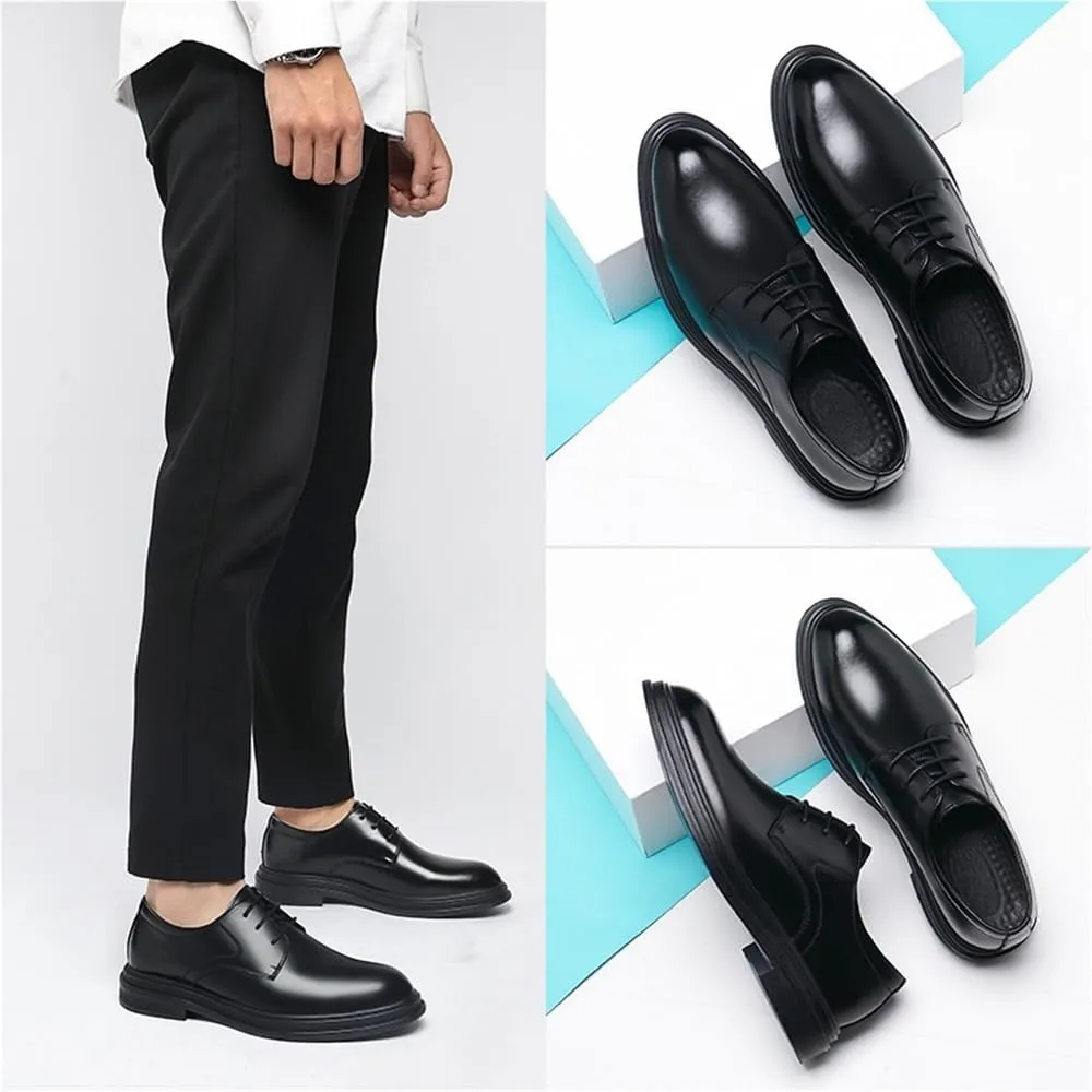 Mens Elevator Dress Shoes Autumn Winter Business Formal Leather Shoes for Men British Style Height Increasing Wedding Groom Shoes(9)