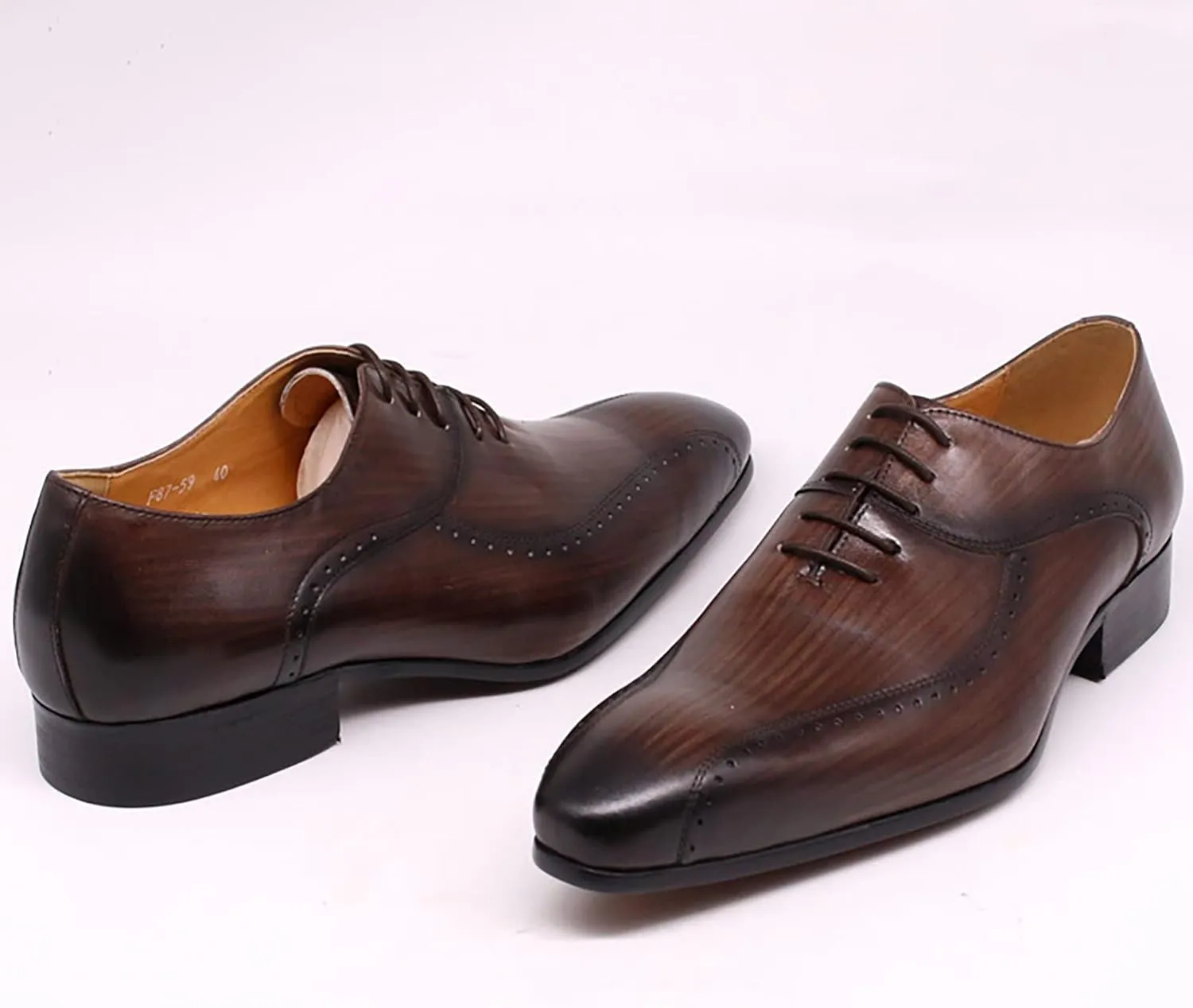 Men's Evening Party Wingtip Derbys Classic Lace-up Brogues Shoes Formal Oxford Shoes Wedding,Brown-40
