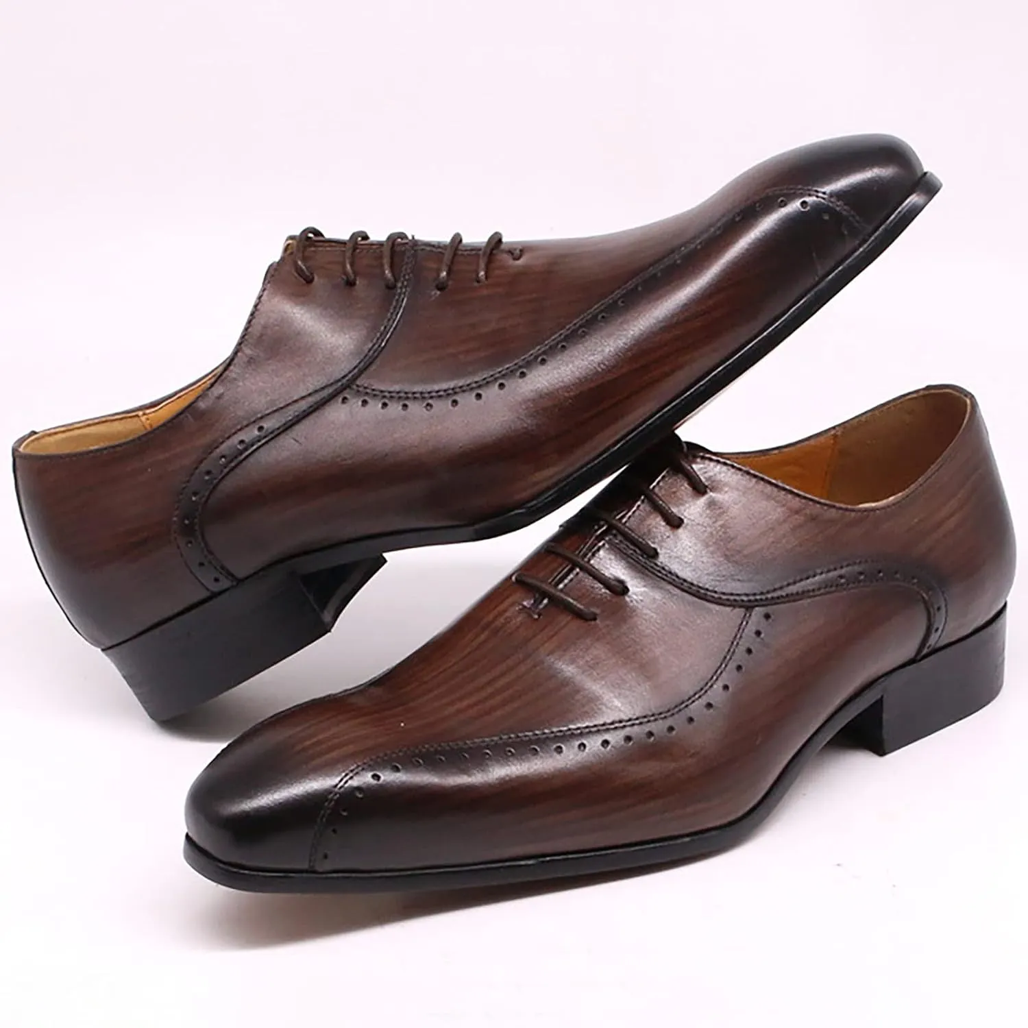 Men's Evening Party Wingtip Derbys Classic Lace-up Brogues Shoes Formal Oxford Shoes Wedding,Brown-40