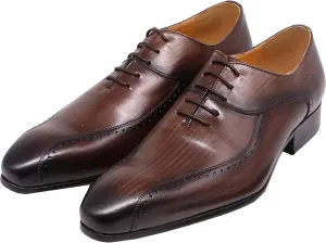 Men's Evening Party Wingtip Derbys Classic Lace-up Brogues Shoes Formal Oxford Shoes Wedding,Brown-40