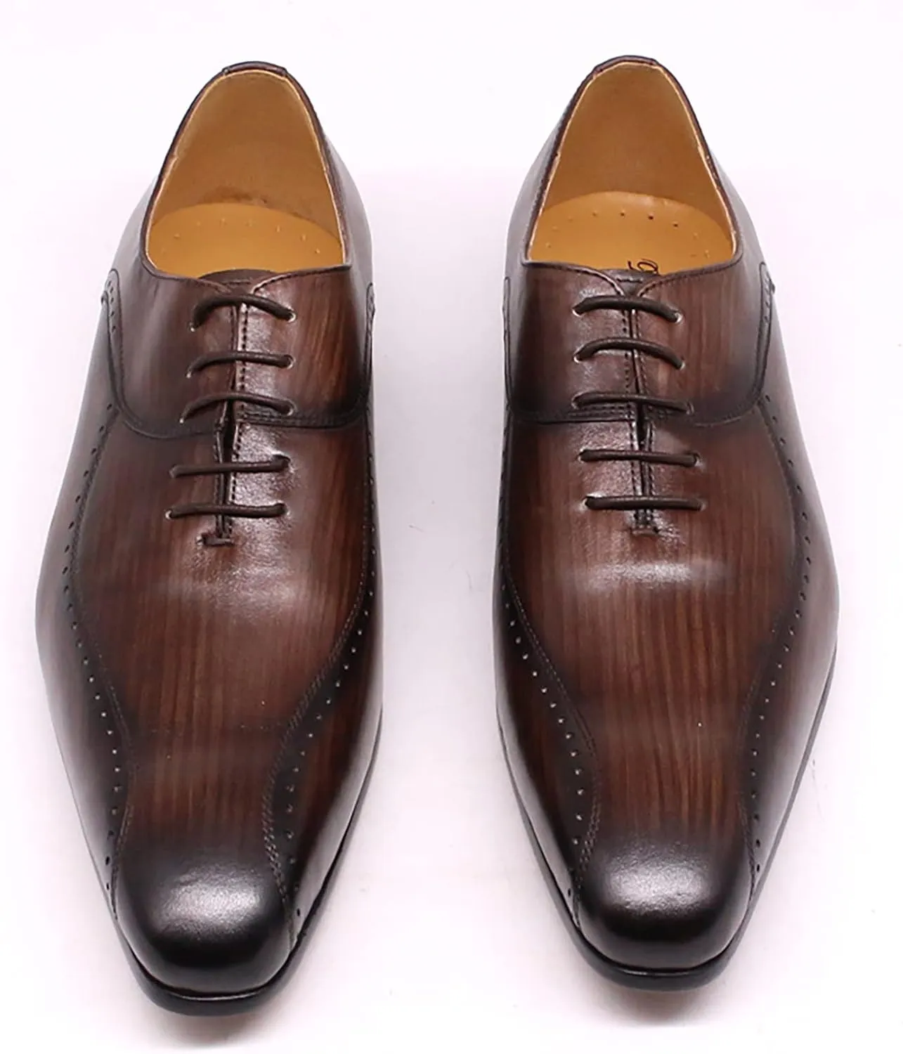 Men's Evening Party Wingtip Derbys Classic Lace-up Brogues Shoes Formal Oxford Shoes Wedding,Brown-40