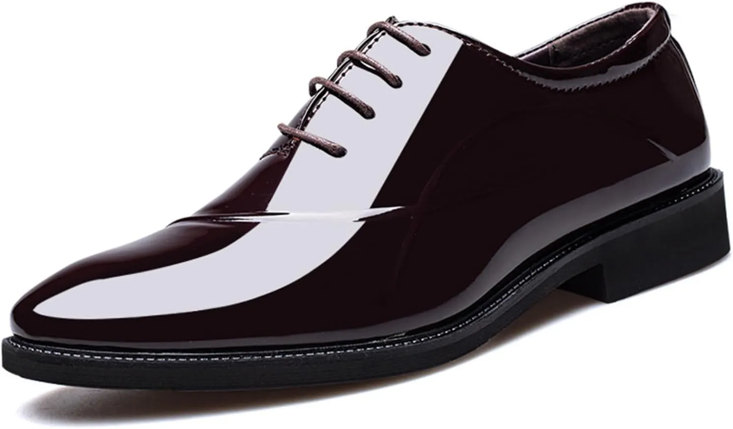 Men's Fashion Patent Leather Shoes Classic Lace-Up Formal Business Tuxedo Derbys Wedding Shoes for Men