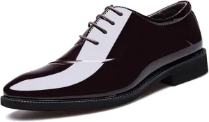 Men's Fashion Patent Leather Shoes Classic Lace-Up Formal Business Tuxedo Derbys Wedding Shoes for Men