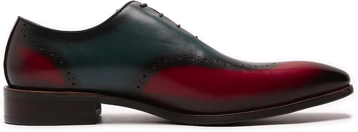 Mens Formal Dress Classic Oxfords Leather Lace-ups Work Uniform Wingtip Wedding Party Brogues Derbys,Green-39