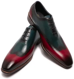 Mens Formal Dress Classic Oxfords Leather Lace-ups Work Uniform Wingtip Wedding Party Brogues Derbys,Green-39