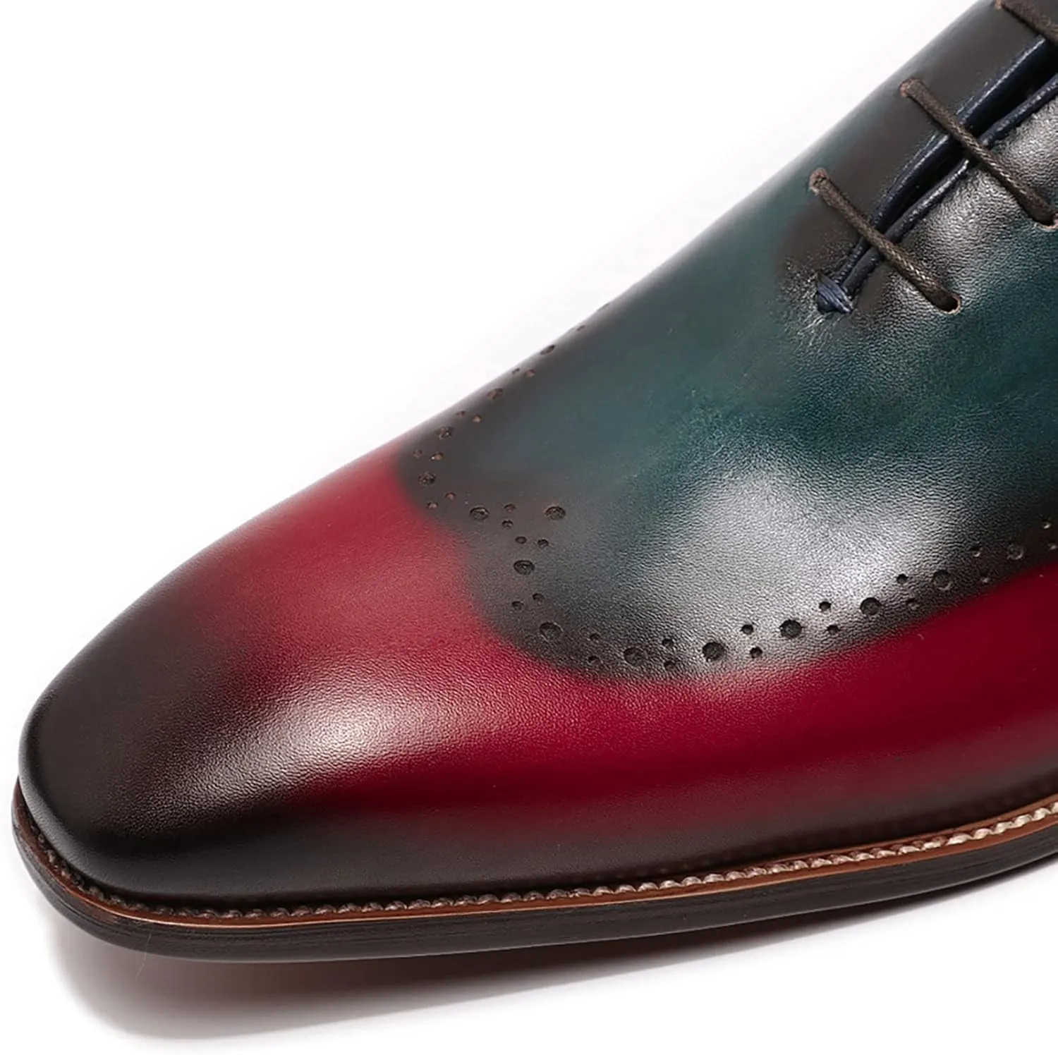 Mens Formal Dress Classic Oxfords Leather Lace-ups Work Uniform Wingtip Wedding Party Brogues Derbys,Green-39