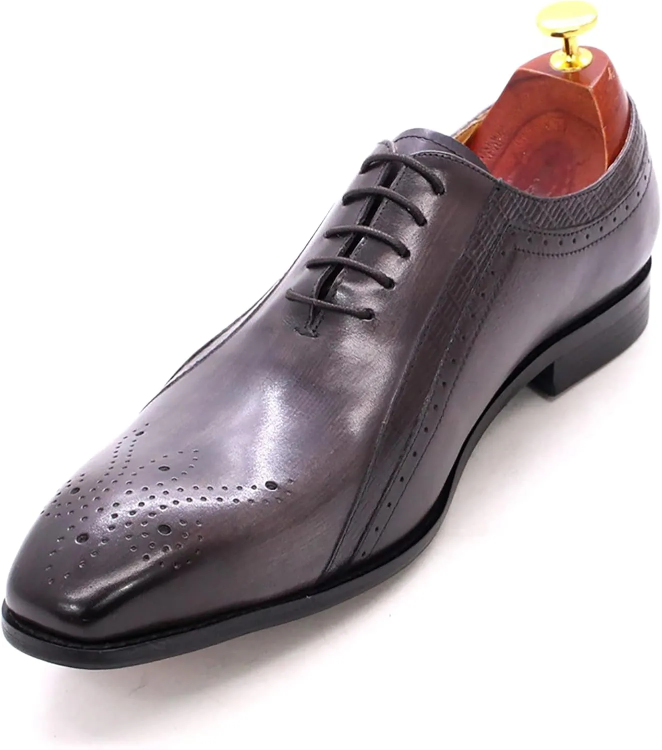 Mens Formal Dress Classic Oxfords Work Uniform Wingtip Leather Lace-ups Wedding Party Brogues Derbys,Grey-40