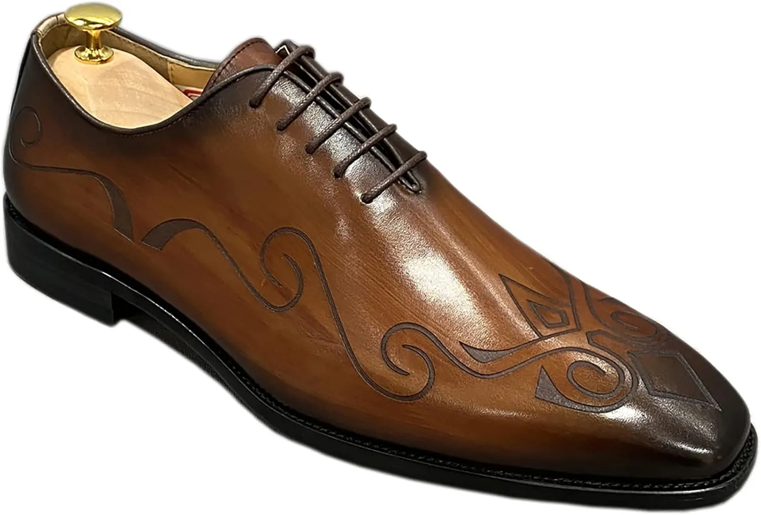 Mens Formal Dress Retro Oxfords Work Uniform Wingtip Leather Lace-ups Wedding Party Brogues Derbys,Brown-42