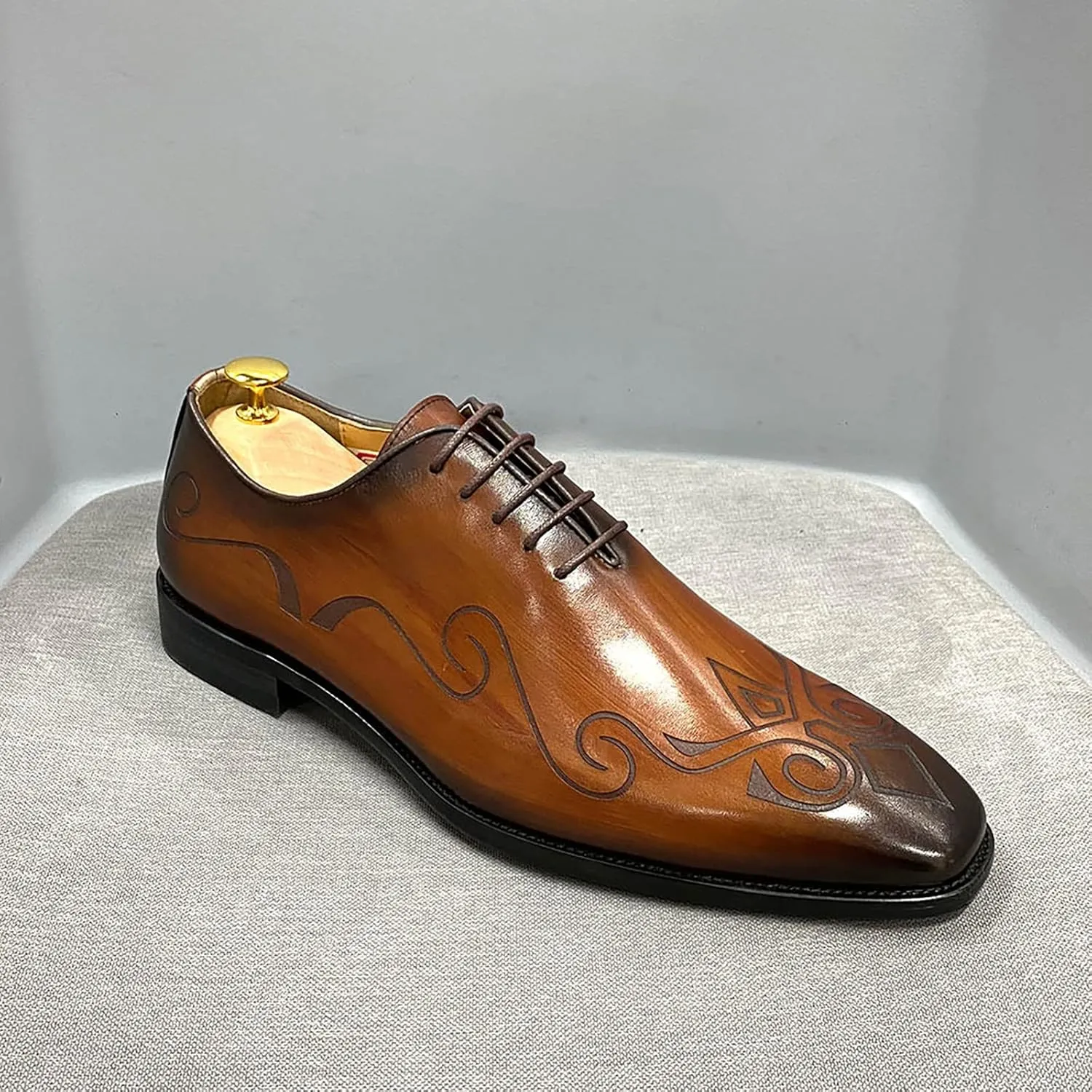 Mens Formal Dress Retro Oxfords Work Uniform Wingtip Leather Lace-ups Wedding Party Brogues Derbys,Brown-42