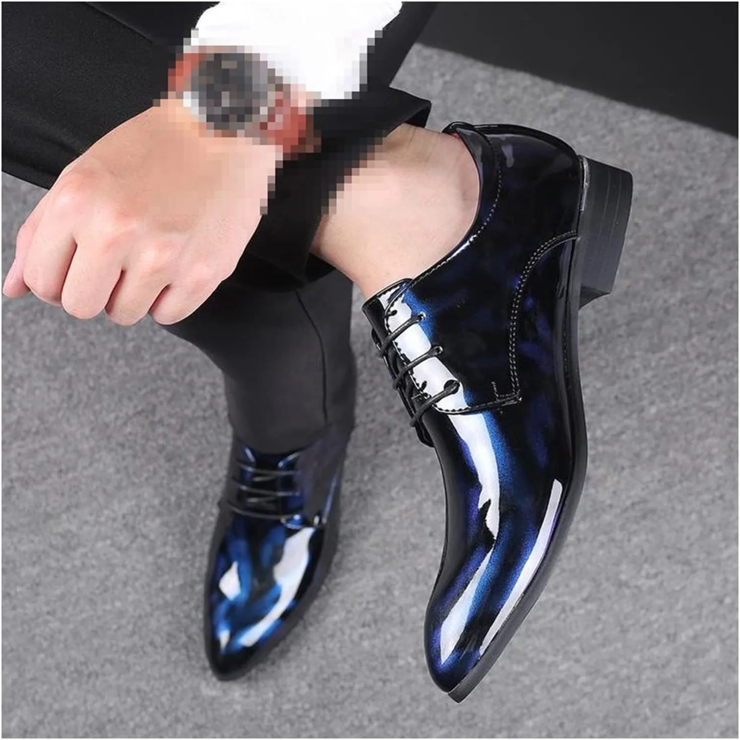 Men's Formal Dress Shoes Patent Leather Tuxedo Oxfords Lace-ups Derby Shoes Classic Business Wedding Suit Shoes