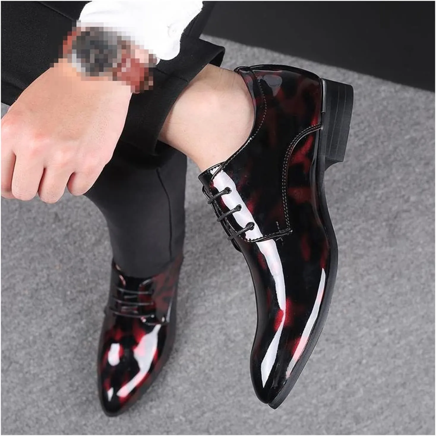 Men's Formal Dress Shoes Patent Leather Tuxedo Oxfords Lace-ups Derby Shoes Classic Business Wedding Suit Shoes