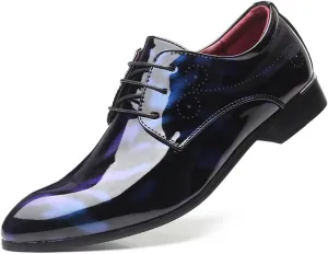 Men's Formal Dress Shoes Patent Leather Tuxedo Oxfords Lace-ups Derby Shoes Classic Business Wedding Suit Shoes