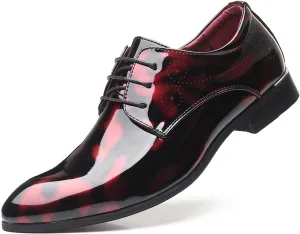 Men's Formal Dress Shoes Patent Leather Tuxedo Oxfords Lace-ups Derby Shoes Classic Business Wedding Suit Shoes