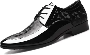 Men's Formal Dress Shoes Patent Leather Tuxedo Oxfords Lace-ups Derby Suit Shoes Classic Business Wedding Shoes