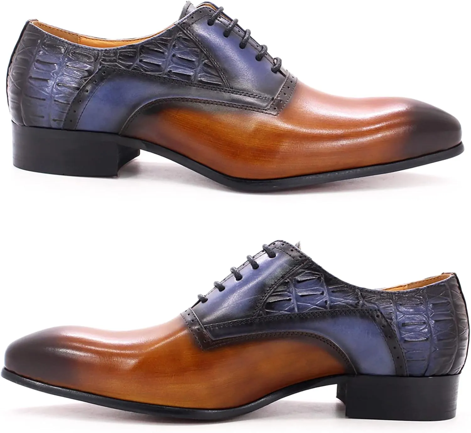 Men's Formal Lace-Up Oxfords Wedding Party Wingtip Derbys Business Casual Dress Shoes Classic Brogues Shoes,Brown-46