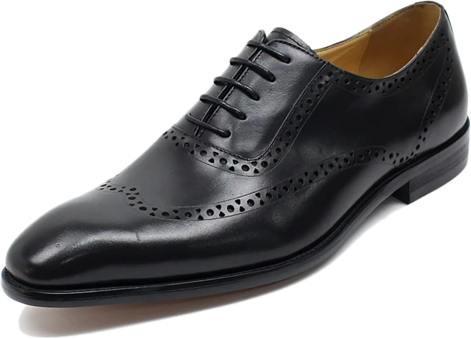 Mens Formal Leather Lace-up Brogues Work Uniform Dress Oxfords Wedding Party Derbys Breathable,Black-40