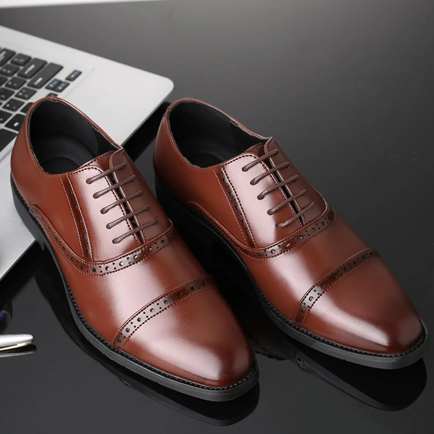 Men's Formal Shoes Lace Up Oxfords Business Dress Shoes Wingtip Brogues Derbys Wedding Suit Shoes