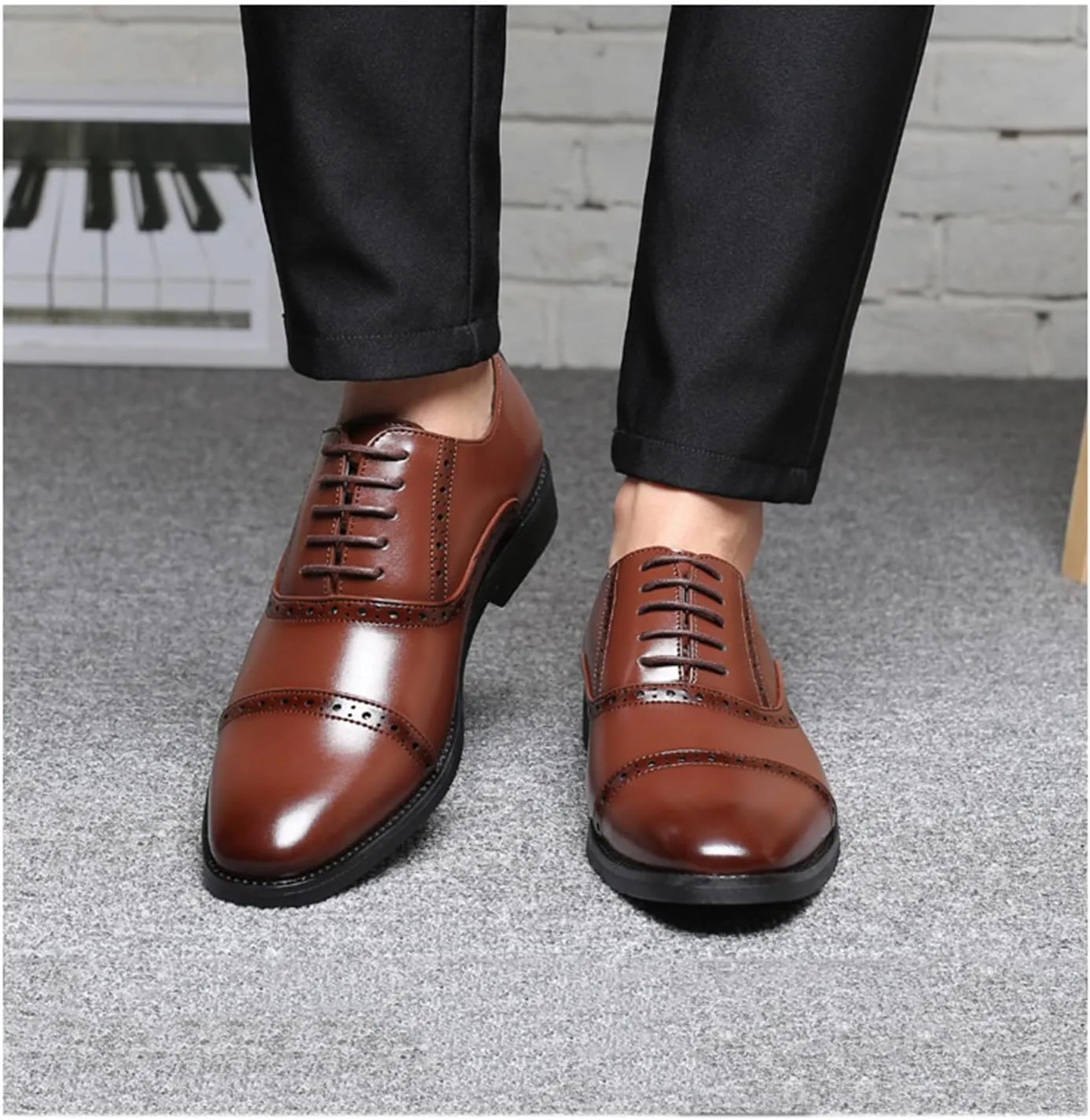 Men's Formal Shoes Lace Up Oxfords Business Dress Shoes Wingtip Brogues Derbys Wedding Suit Shoes