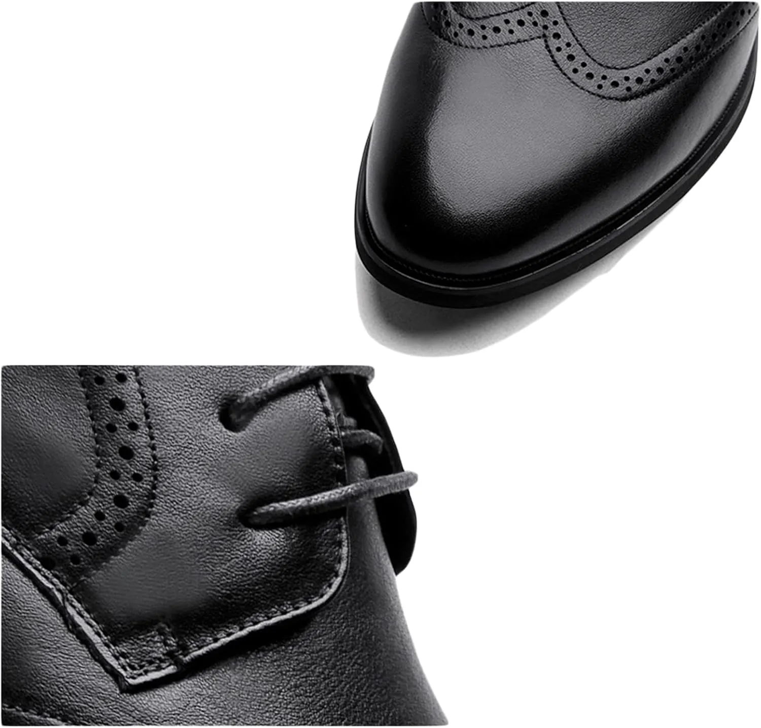 Men's Formal Shoes Leather Brogues Derbys Lace-Up Oxfords Smart Wedding Office Dress Oxford Shoes for Business Black- US7/UK6/EU39