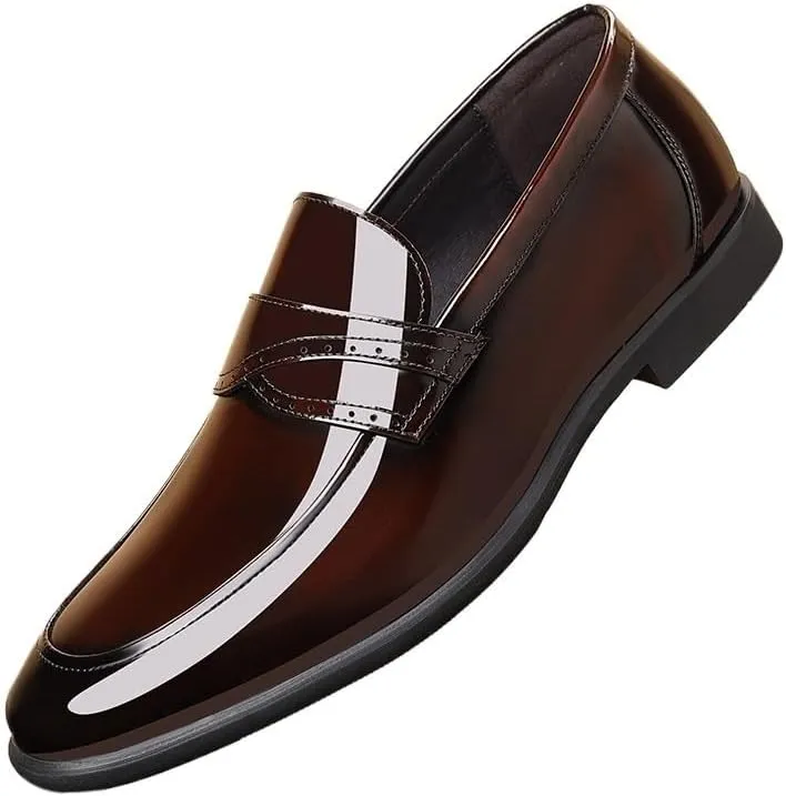 Men's Genuine Leather Lace Up Oxfords Comfort Wide Round Toe Non-Slip Dress Shoes Comfortable Casual Walking Shoes